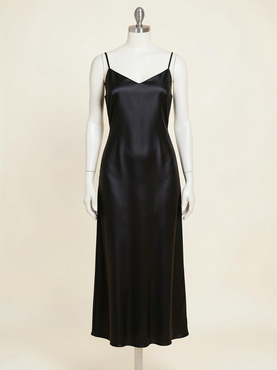 Noir Satin Slip Dress